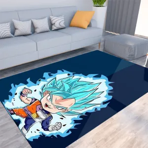 DBZ Goku Vegeta SSGSS God Blue Super Saiyan Chibi Sketch Rug