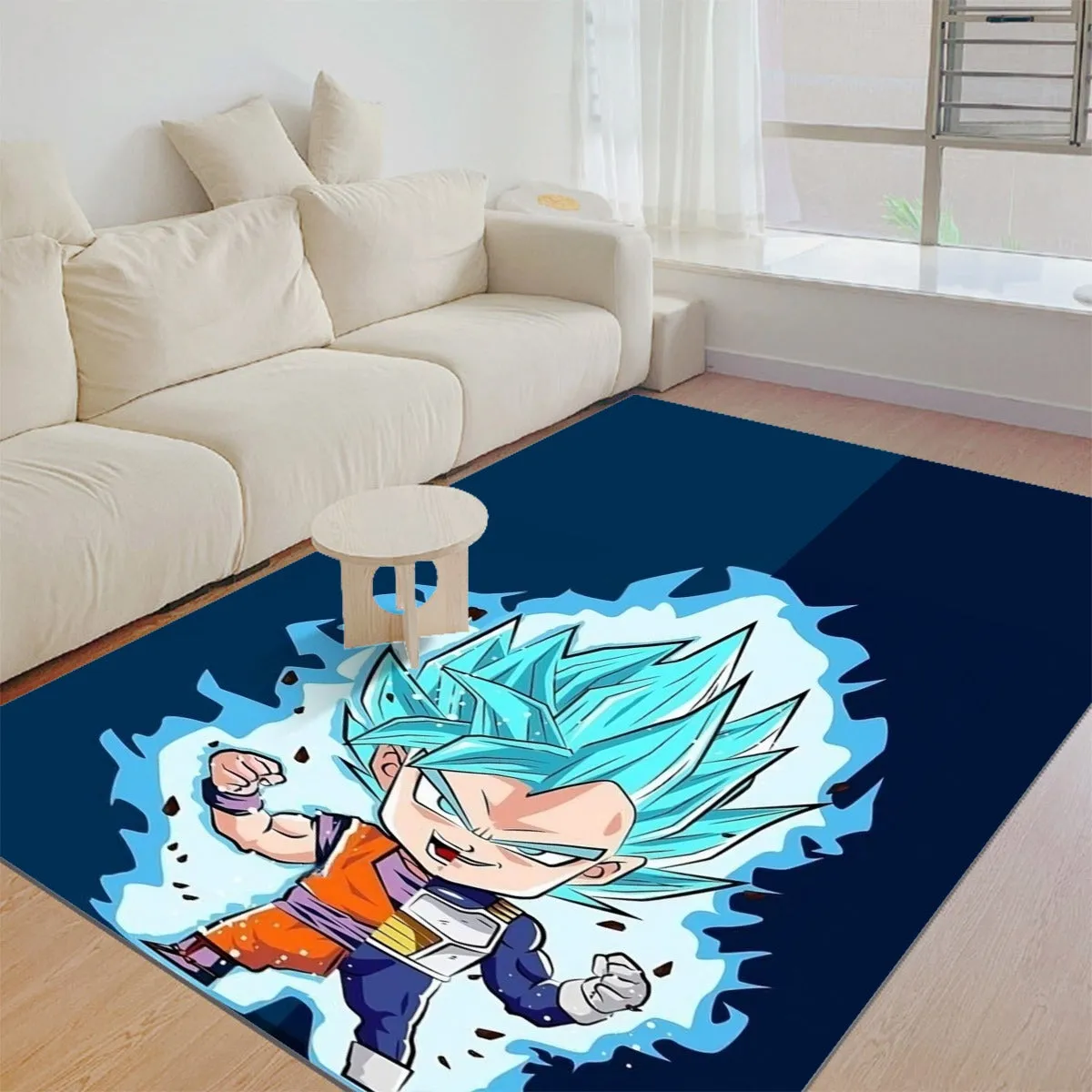 DBZ Goku Vegeta SSGSS God Blue Super Saiyan Chibi Sketch Rug