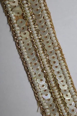Exquisite Golden Sequins Handwork Lace: A Masterpiece of Embellishment ( Roll OF 9 Meter )