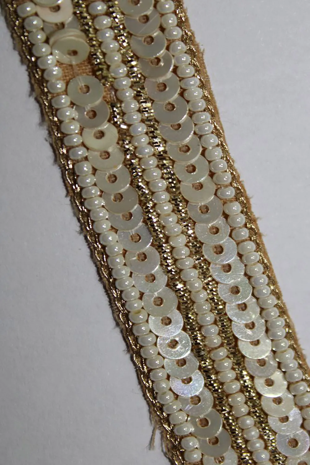 Exquisite Golden Sequins Handwork Lace: A Masterpiece of Embellishment ( Roll OF 9 Meter )