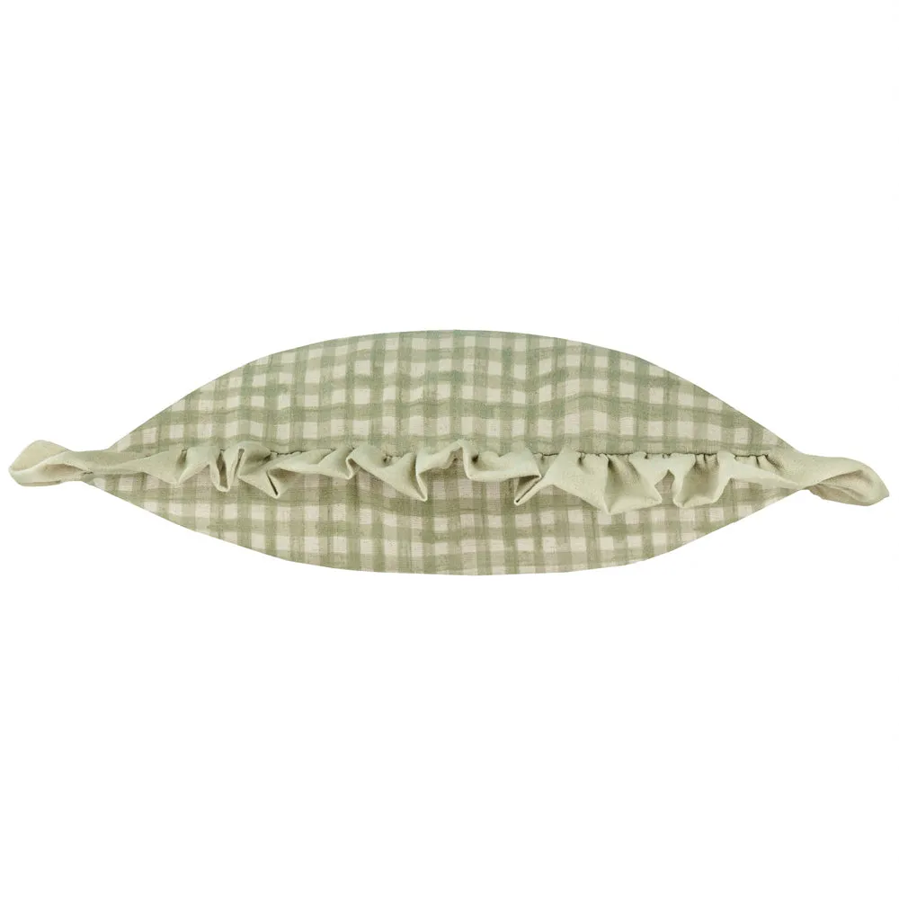 Meadow Haze Embroidered Ruffle Cushion Green